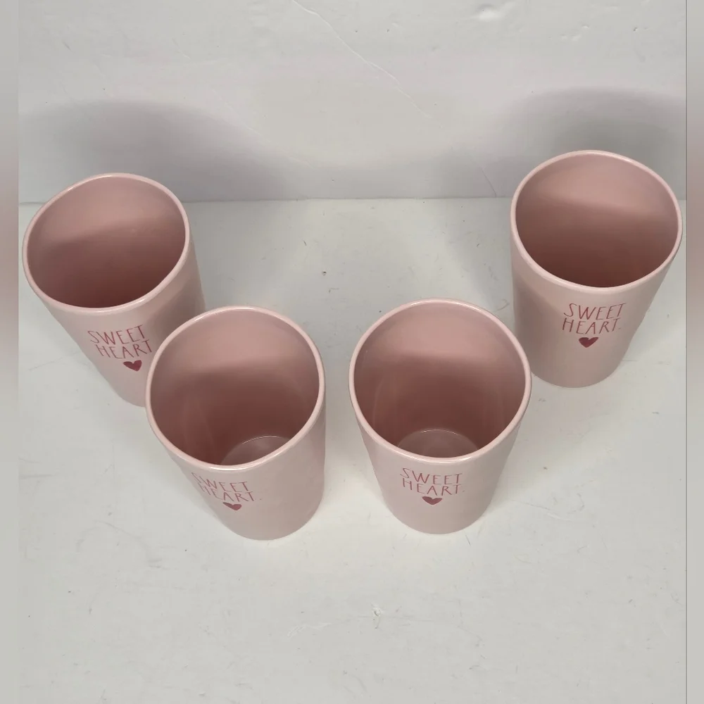 Rae Dunn Pink Sweetheart Melamine Valentine's Day Drinking Cups Set Of 4‎ NWT